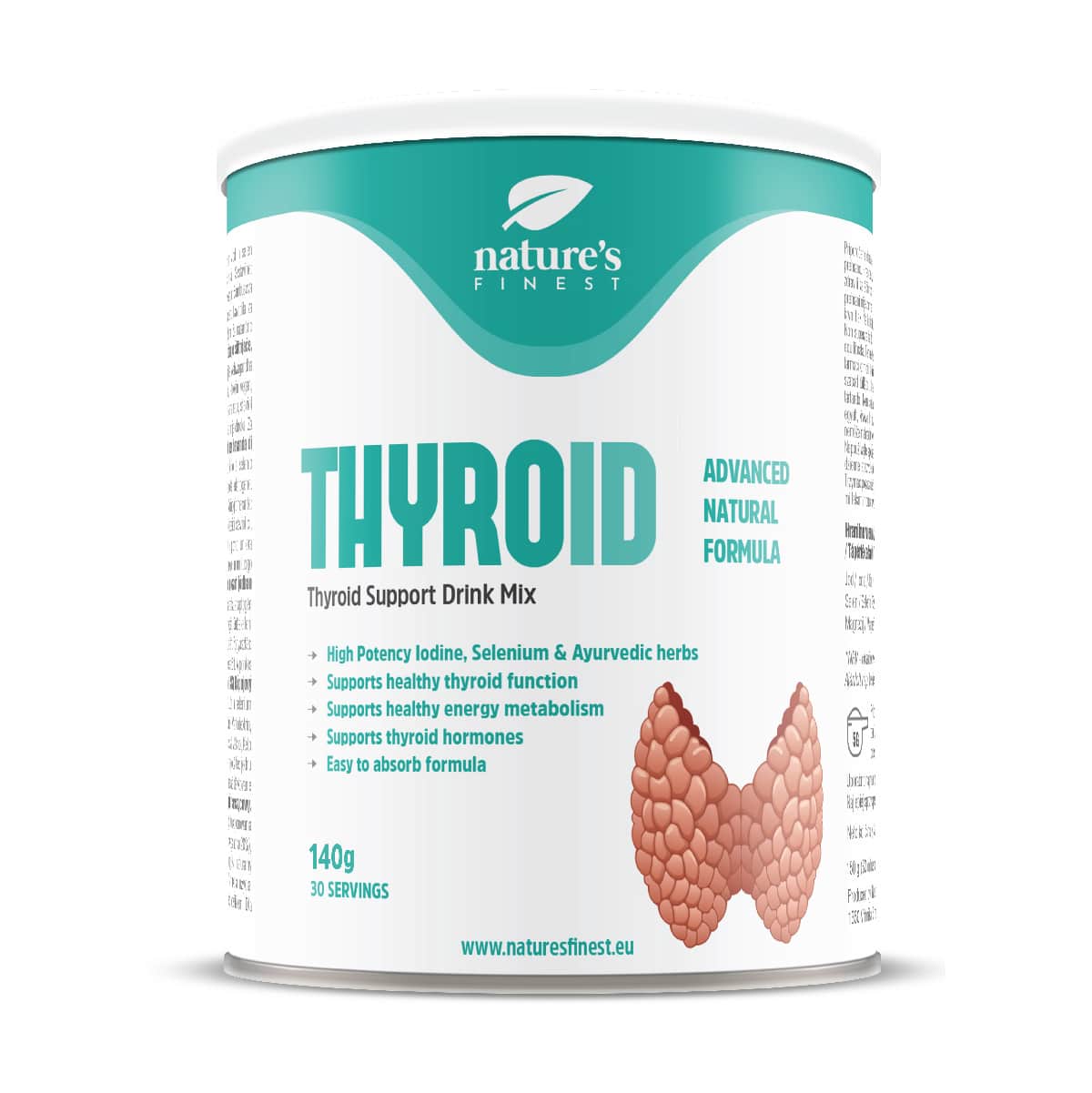 Thyroid Support Getränk , Zitronengeschmack , Jod Selen , Normale Schilddrüsenfunktion , L-Tyrosin , Ashwagandha , 140g
