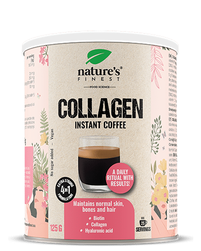 Collagen Coffee , Gegen Falten , Kollagen , Hyaluronsäure , Biotin , Hautfeuchtigkeit , Reduziert Falten , Premium Arabica , Ohne Zucker , 125g